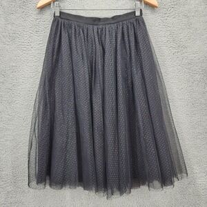 Needle & Thread Dotted Tulle Midi‎ Skirt Women US 4 Black Pleated A-Line